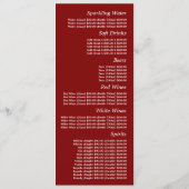 Festive Forest, Restaurant Slimline Menu (Achterkant)