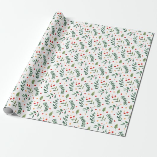 Festive Forest | wit | Vakantie Cadeaupapier (Uitgerold)