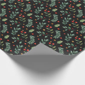 Festive Forest | Zwart | Vakantie Cadeaupapier (Hoek)
