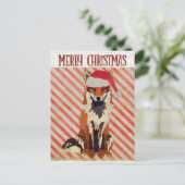 FESTIVE FOX Candy Cane Briefkaart (Staand voorkant)