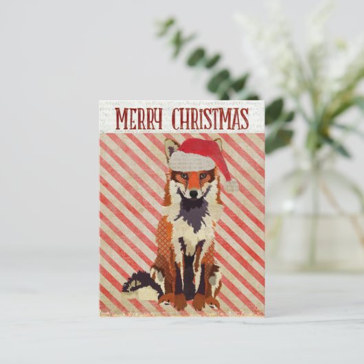 FESTIVE FOX Candy Cane Briefkaart (Staand voorkant)