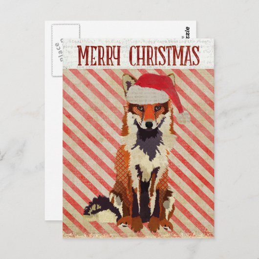 FESTIVE FOX Candy Cane Briefkaart (Voorkant / Achterkant)