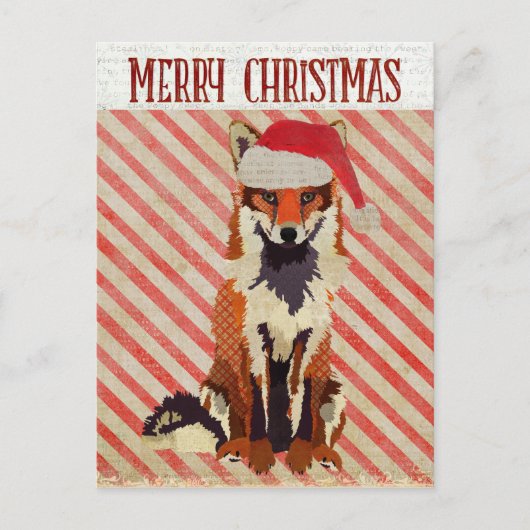 FESTIVE FOX Candy Cane Briefkaart (Voorkant)