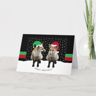 Festive Fox Cubs Holiday Card Feestdagen Kaart