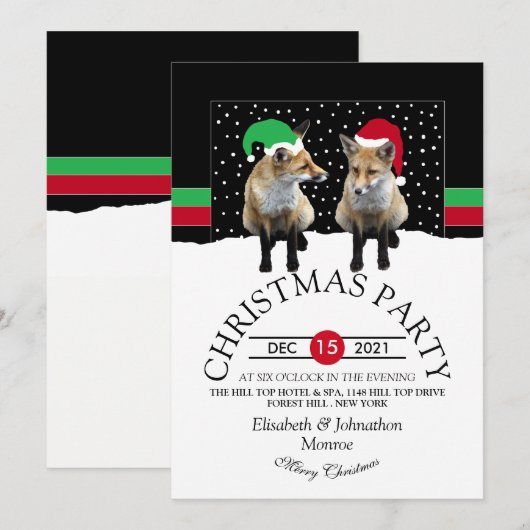 Festive Fox Cubs Invitation Kaart (Voorkant / Achterkant)
