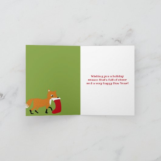 Festive Fox in een kerstmis, speciaal aangepast Feestdagen Kaart (Binnen)