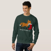 Festive Fox met kerststaart Aangepaste grafische k Trui (Voorkant volledig)
