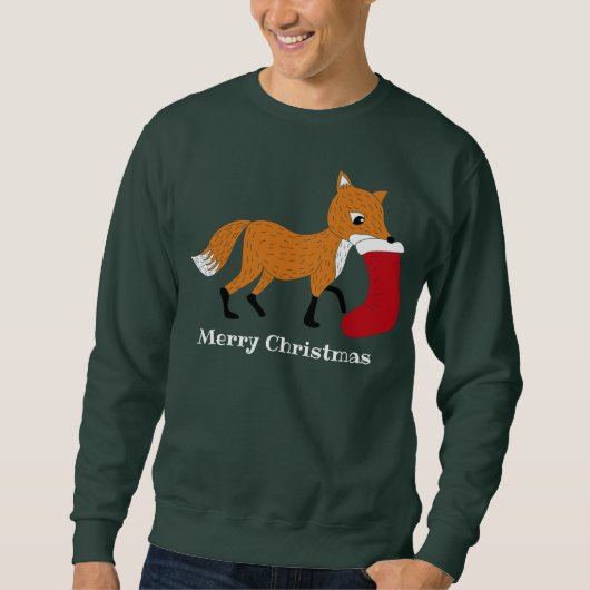 Festive Fox met kerststaart Aangepaste grafische k Trui (Voorkant)