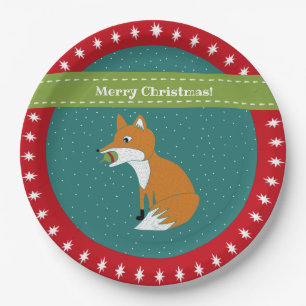 Festive Fox met kerstversiering Aangepast Papieren Bordje