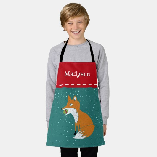 Festive Fox met kerstversiering op maat Schort (Gedragen)