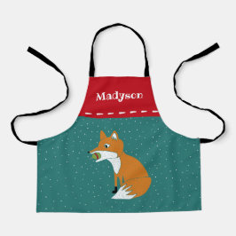 Festive Fox met kerstversiering op maat Schort