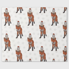 FESTIVE FOX & OWL Wrapping Paper Cadeaupapier