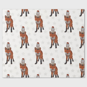 FESTIVE FOX & OWL Wrapping Paper Cadeaupapier
