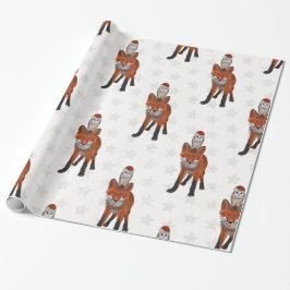 FESTIVE FOX & OWL Wrapping Paper Cadeaupapier