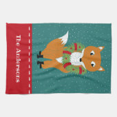 Festive Fox Persoonlijke Kerstmis Theedoek (Horizontaal)