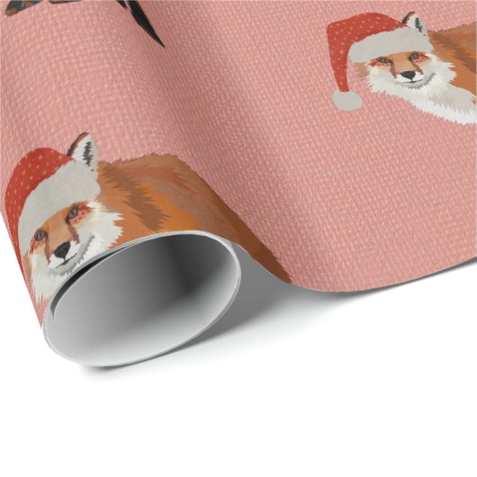 FESTIVE FOX PINK Wrapping Paper Cadeaupapier (Rol Hoek)