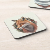 Festive Fox Winter Feestdagen/KerstOnderzetters Bier Onderzetter (Linkerzijde)