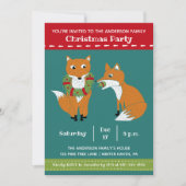 Festive Foxes Cute Kerstparty Kaart (Voorkant)
