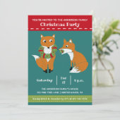 Festive Foxes Cute Kerstparty Kaart (Staand voorkant)