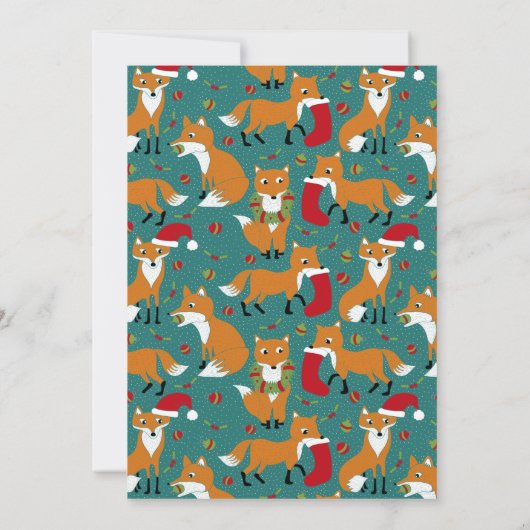 Festive Foxes Cute Kerstparty Kaart (Achterkant)