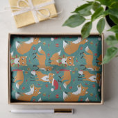 Festive Foxes Cute Pattered Kerstmis Tissuepapier (Geschenk)