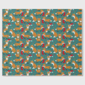 Festive Foxes Pattern Kerstmis Cadeaupapier (Vlak)