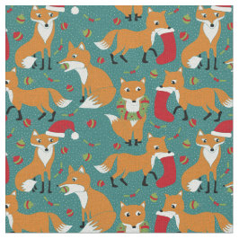 Festive Foxes Pattern Kerstmis Stof