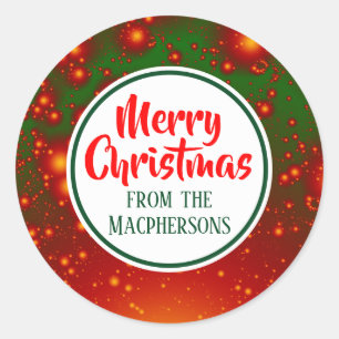 Festive Fractal Kerst stickers (groene cirkel)