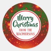 Festive Fractal Kerst stickers (rode cirkel) (Voorkant)