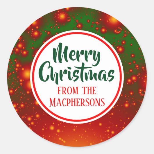 Festive Fractal Kerst stickers (rode cirkel) (Voorkant)