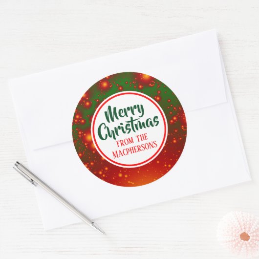 Festive Fractal Kerst stickers (rode cirkel) (Envelop)
