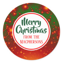 Festive Fractal Kerst stickers (rode cirkel)