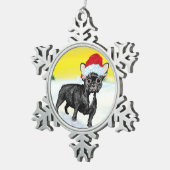 festive french bull dog tin sneeuwvlok ornament (Rechts)