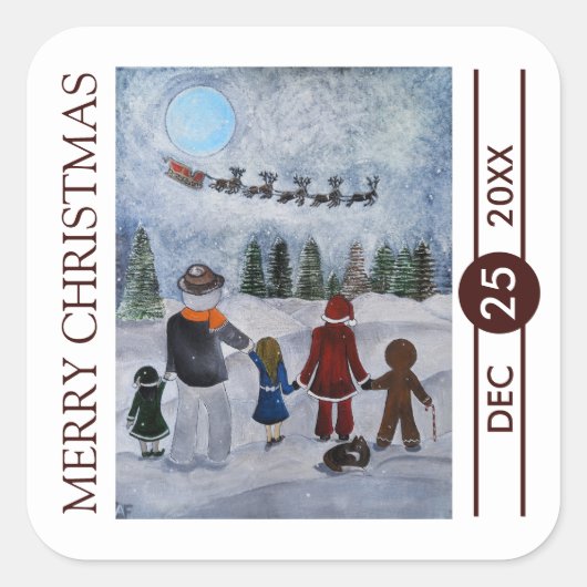Festive Friends Christmas Vierkante Sticker (Voorkant)