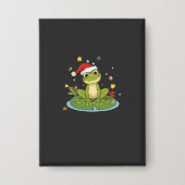 Festive Frog Joy - Cute Christmas Frog on Lily Pad Button (Voorkant)