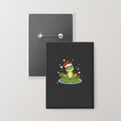 Festive Frog Joy - Cute Christmas Frog on Lily Pad Button (Voorkant / Achterkant)