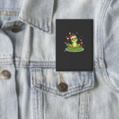 Festive Frog Joy - Cute Christmas Frog on Lily Pad Button (Insitu)