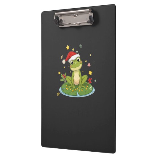 Festive Frog Joy - Cute Christmas Frog on Lily Pad Klembord (Links)