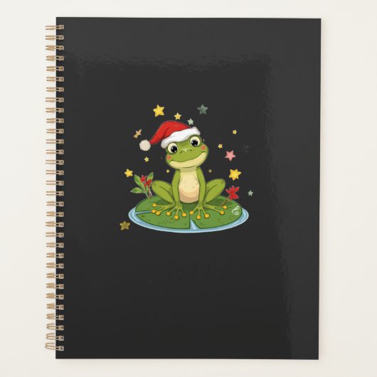 Festive Frog Joy - Cute Christmas Frog on Lily Pad Planner (Voorkant)
