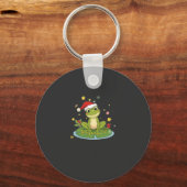 Festive Frog Joy - Cute Christmas Frog on Lily Pad Sleutelhanger (Voorkant)