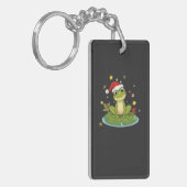 Festive Frog Joy - Cute Christmas Frog on Lily Pad Sleutelhanger (Voorkant Links)