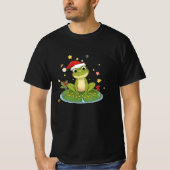Festive Frog Joy - Cute Christmas Frog on Lily Pad T-shirt (Voorkant)