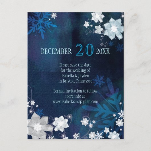 Festive Frosty Winter Wedding Save the Date Aankondigingskaart (Voorkant)