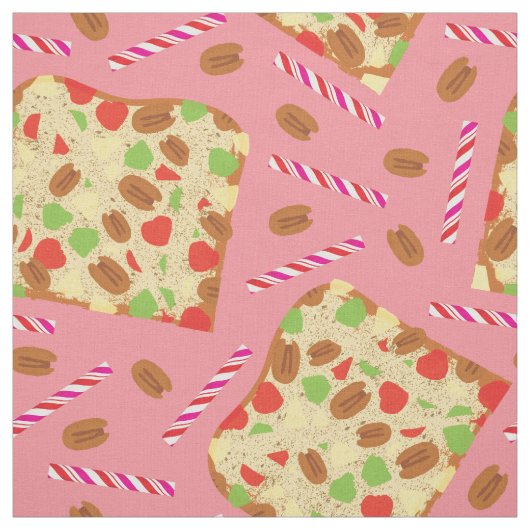 Festive Fruitcake & Candy Cane Holiday Stof (Swatch)