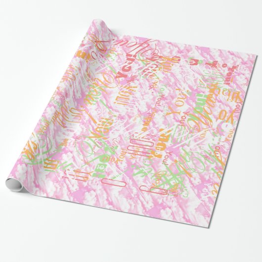 Festive Fuchsia Pink Clouds Decor Cadeaupapier (Uitgerold)