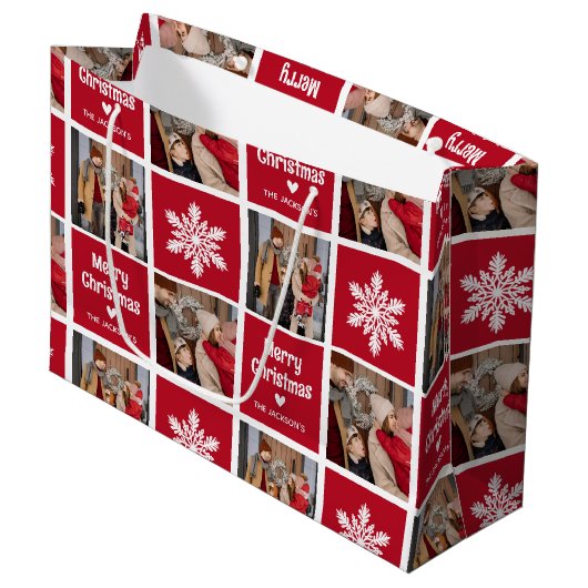 Festive Fun 2x Photo Grid met kerstcadeau Groot Cadeauzakje (Voorkant Gekanteld)