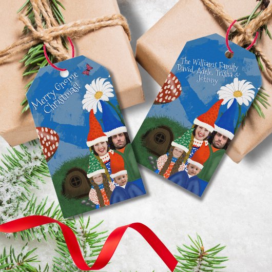Festive Fun Add Photo to Word a Gnome Family Cadeaulabel