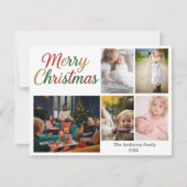 Festive Fun Christmas 5 Photo Holiday Card Bedankkaart (Voorkant)