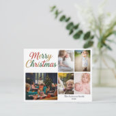 Festive Fun Christmas 5 Photo Holiday Card Bedankkaart (Staand voorkant)