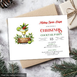 Festive fun Christmas cocktails party invitation Kaart